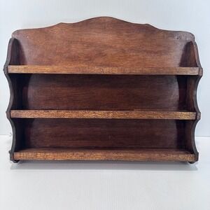 Vintage Wooden Wall Shelf Trinket Display Rack 3 Tier Home Decor Dark Brown